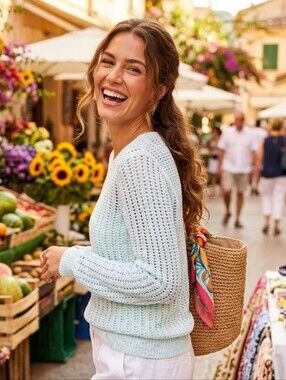 Talbots Petites Open-Knit Cotton Sweater